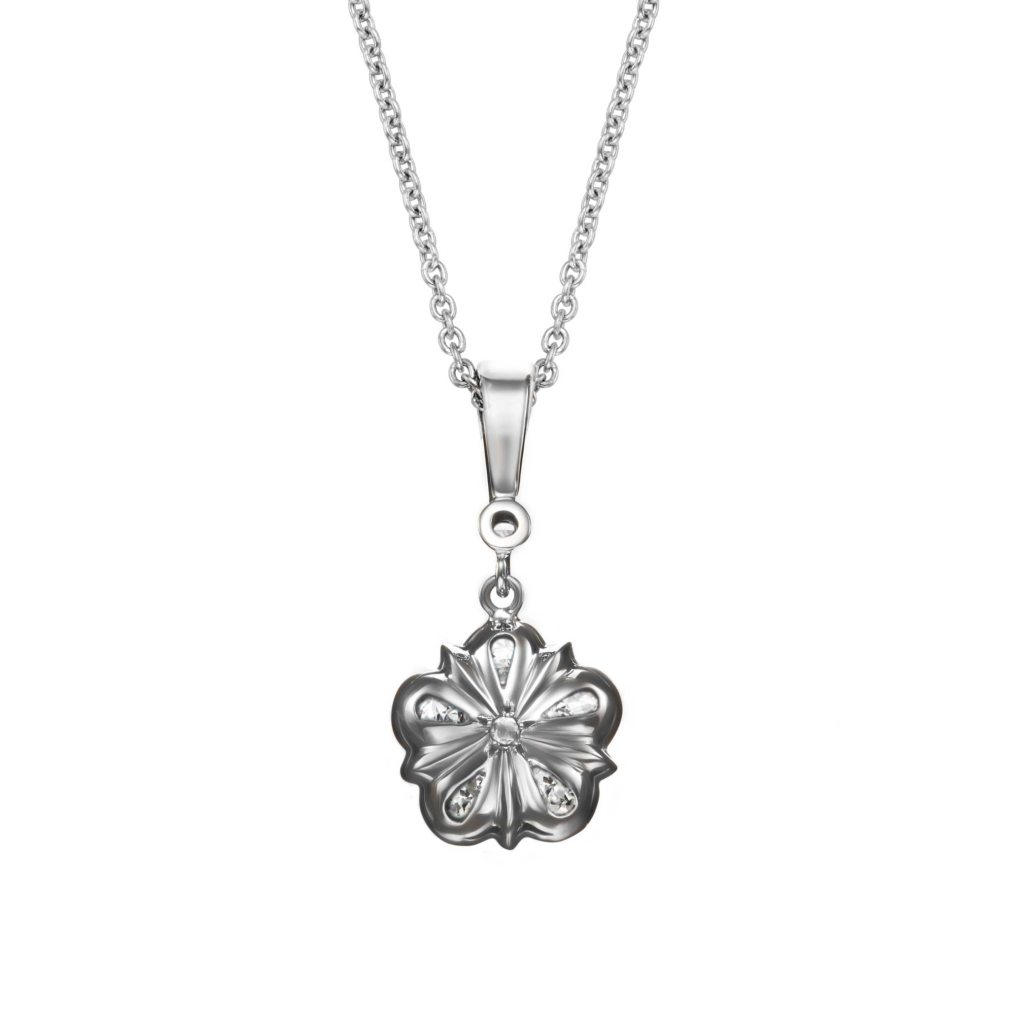 Old-Cut Diamond and Platinum Rose Pendant